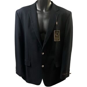 Pierre Loren Blazer Mens 42R Navy‎ Blue Superior 150s Classic Fit Modern New